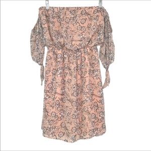 Charlotte Russe Small Peachy Pink Floral Strapless Off The Shoulder Dress